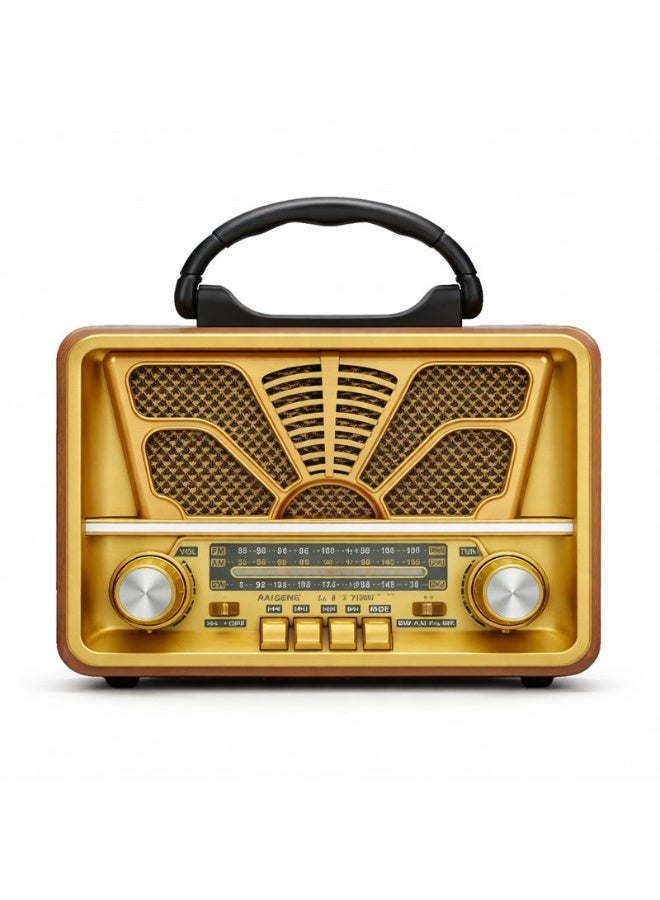 راديو متعدد الموجات FM/AM/SW - مشغل USB/TF/BT ومكبر صوت Hi-Fi - بطارية قابلة لإعادة الشحن وضوء كشاف - موديل R-7133BT - Image 1